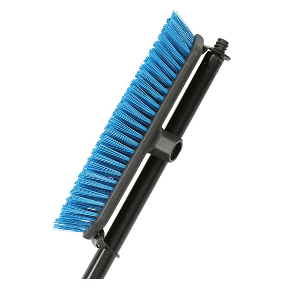 12" Floor and Deck Scrub Brush - Side Clipped, 54" Metal Handle - Saltex