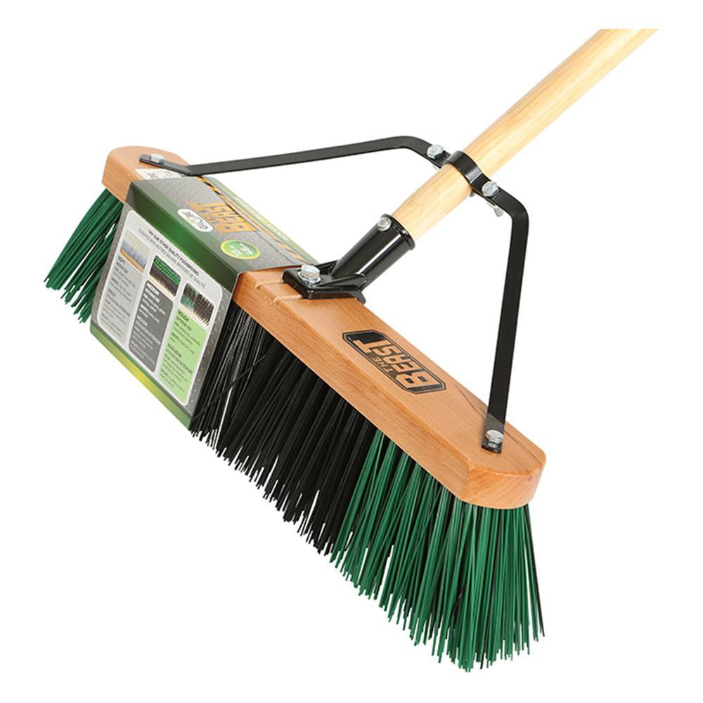 18" Assembled Wood Block Contractor push broom-Rough-High Fibers - Saltex