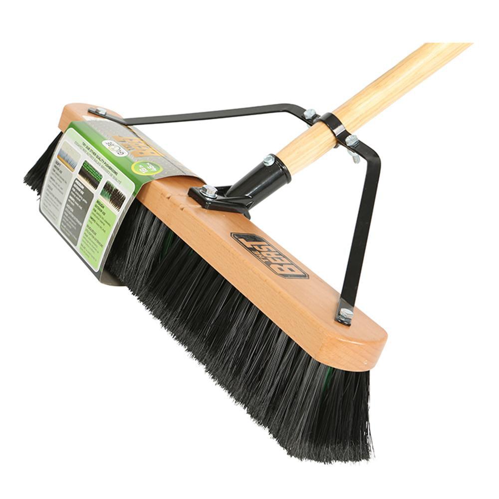 18" Assembled Wood Block Contractor push broom-Medium - Saltex