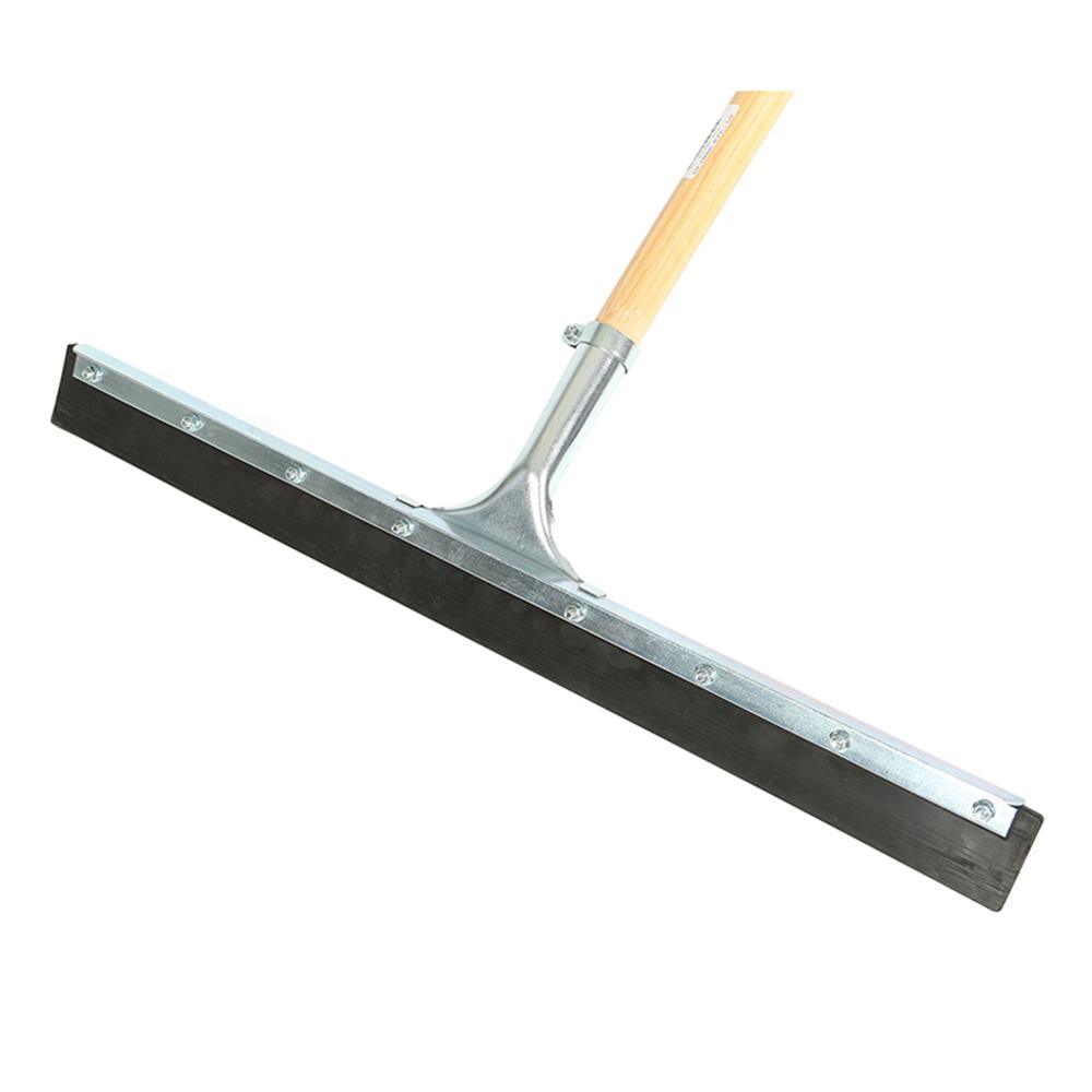 24" Straight Squeegee Black Rubber Assembled with 54" Tapered Wood Handle - Saltex